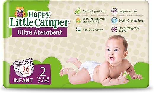 Fraldas Happy Little Camper Ultra-Absorventes Tamanho 2 – Hipoalergênicas