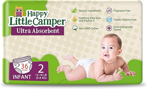 Fraldas Happy Little Camper Ultra-Absorventes Tamanho 2 – Hipoalergênicas