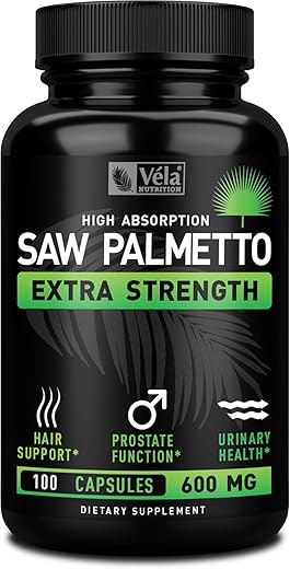 Véla - Vela Saw Palmetto Extra Forte Cápsulas de Alta Absorção – Sem Mau Cheiro – 1 Cápsula ao Dia – 600 mg – Marca Vela