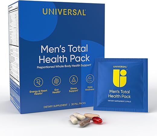 Universal U - Pacote de Saúde Total para Homens – Suplemento Diário Multivitamínico, Energia, Suporte ao Estresse, Óleo de Krill, 22 Vitaminas Essenciais