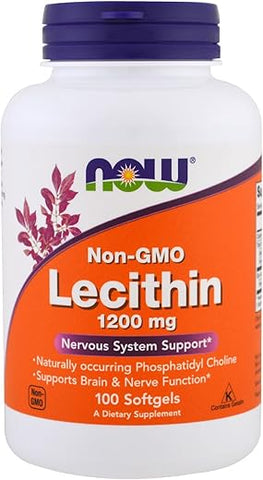 NOW Foods - Now Foods – Lecitina 1200 mg, 100 Softgels (2 Pacotes) – Ótima Fonte de Nutrientes Essenciais