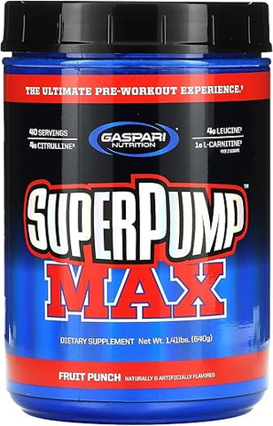 SuperPump MAX: Pó Pré-Treino Definitivo, Energia Sustentada, Estimulante de Óxido Nítrico, Crescimento Muscular, Recuperação - Gaspari Nutrition