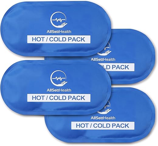 AllSett Health - Gel Reutilizável para Frio e Calor | Compressa Fria, Gel para Lesões, 10,5 cm x 5 cm | 4 Unidades Azul
