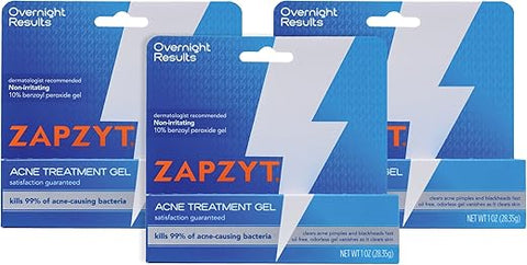 Gel Tratamento Acne Zapzyt Máxima Potência 10% Peróxido de Benzoíla 30g (Pacote com 3)
