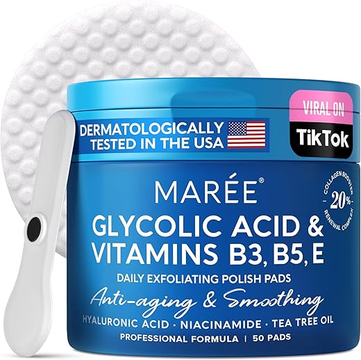 Facial Polish – Pads de Peel com Ácido Glicólico e Óleo de Tea Tree – Esfoliante com Ácido Salicílico - MAREE