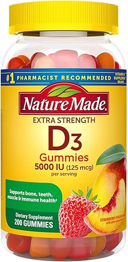 Gummies Vitamina D3 Extra Forte 5000 UI (125 mcg) – 200 Unidades - Nature Made