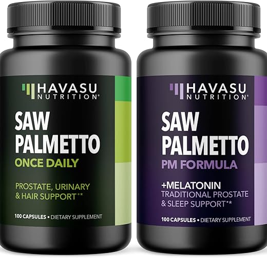 HAVASU NUTRITION - Suplemento Herbal Saw Palmetto para Dia e Noite | Apoia a Saúde da Próstata e Reduz Viagens ao Banheiro | Pacote de Suplementos Masculinos Definitivo | Mais de 3 Meses de Fornecimento