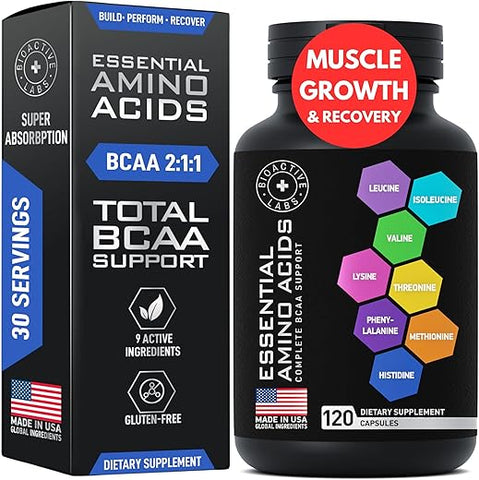 BIOACTIVE LABS - Aminoácidos Essenciais para o Crescimento Muscular Masculino – Marca: Máxima Performance