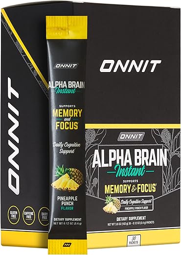 Alpha Brain Instant – Sabor Abacaxi – Suplemento para Memória e Concentração – Suporte Cerebral para Foco e Energia - ONNIT
