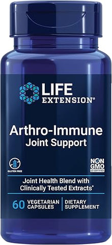 Arthro-Immune Suporte Articular, Extrato de Cúrcuma Curcumin Elite™, Andrographis paniculata, Promove Mobilidade e Flexibilidade, Vegetariano, Sem Glúten, Não-OGM, 60 cápsulas - Life Extension
