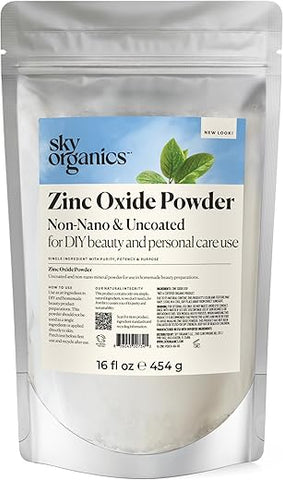 Pó de Óxido de Zinco Sky Organics para o Corpo, 100% Puro Não-Nano – 100g