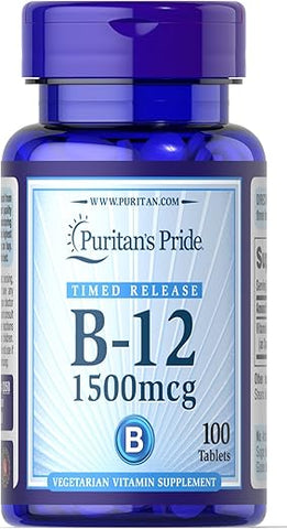 Puritan's Pride - Puritan’s Pride Vitamina B-12 1500 mcg Liberação Prolongada-100 Comprimidos