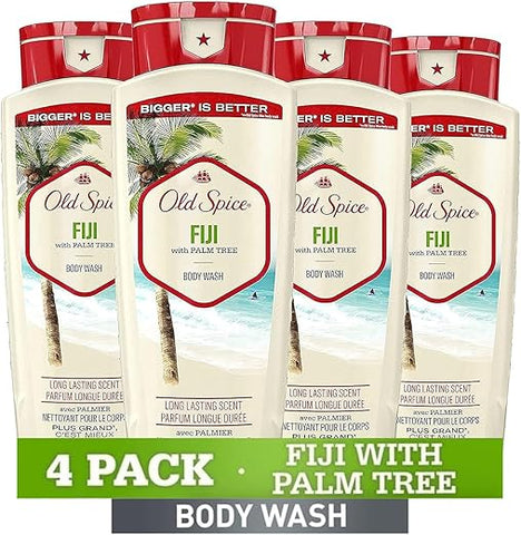 Gel de Banho Masculino Fiji com Palmeira, 532 ml (Pacote com 4) - Old Spice