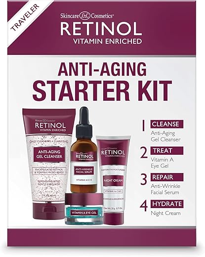 Kit Inicial Anti-Envelhecimento com Retinol – O Original Retinol para um Visual Mais Jovem – [4] Produtos em Tamanho Conveniente Perfeitos para Viagens ou Primeira Experiência – Limpeza, Tratamento, Reparo