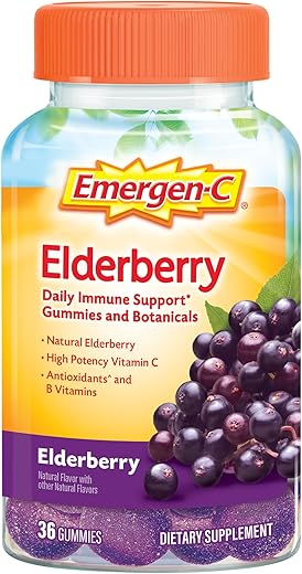 Gomas de Sabugueiro, Suporte Imunológico Natural com Sabores Naturais e Alta Potência de Vitamina C, 36 Unidades - Emergen-C