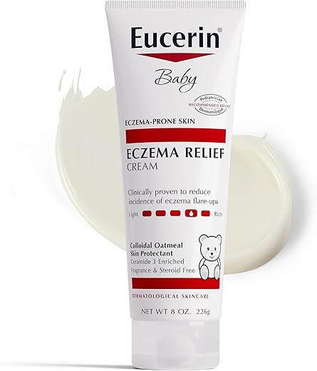 Baby Creme Corporal para Alívio da Dermatite Atópica, Creme sem Fragrância com Aveia Coloidal, Ceramida-3 e Extrato de Raiz de Alcaçuz, Tubo de 240 ml - Eucerin