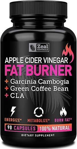 Zeal Naturals - Pílulas de Gerenciamento de Peso com Vinagre de Maçã para Mulheres – Garcinia Cambogia c/ CLA | 100% Natural | 60 cápsulas