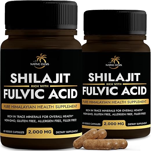 NATIVE OASIS - (2 Frascos) Suplemento de Shilajit para Homens – Aumente sua Vitalidade e Energia | Marca: Shilajit+ | 60g