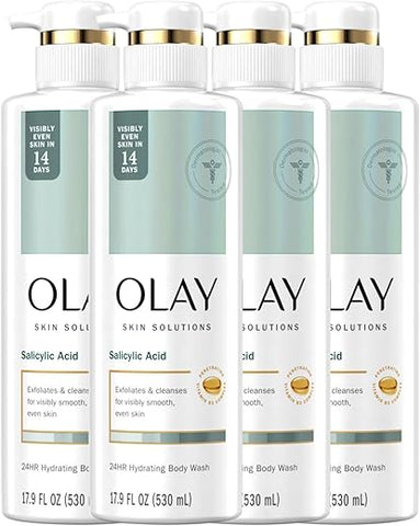 Skin Solutions Sabonete Líquido Hidratante para Mulheres com Ácido Salicílico, 500 ml (Pack com 4 unidades) - Olay