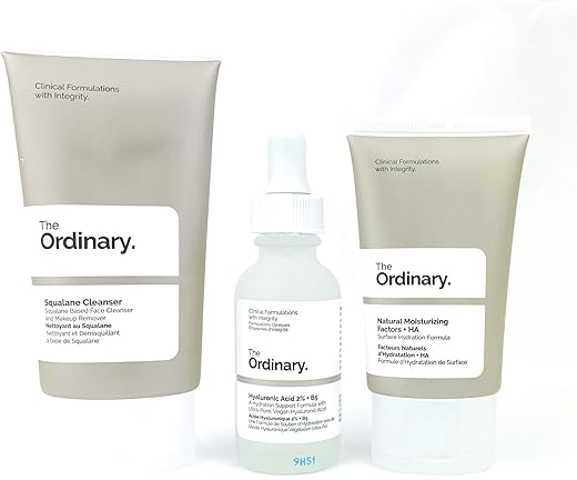 THE ORDINARY - The Ordinary – Kit Diário (3 Pçs: Limpeza de Esqualano – Ácido Hialurônico 2%% B5 – Fatores Naturais de Hidratação HA)