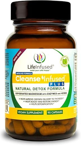 Cleanse Infused Plus – Limpeza Premium do Cólon com Magnésio Oxigenado, Ervas e Enzimas, Ajuda a Aliviar a Prisão de Ventre Suavemente, Desintoxica Sangue e Cólon – Marca Life Infused - Life Infused