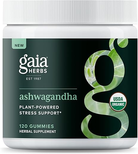 Gomas Orgânicas de Ashwagandha, Suporte ao Estresse, Canela, Gengibre, Sem Glúten, Vegano, 120 Unidades - Gaia Herbs