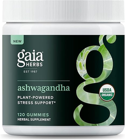 Gomas Orgânicas de Ashwagandha, Suporte ao Estresse, Canela, Gengibre, Sem Glúten, Vegano, 120 Unidades - Gaia Herbs