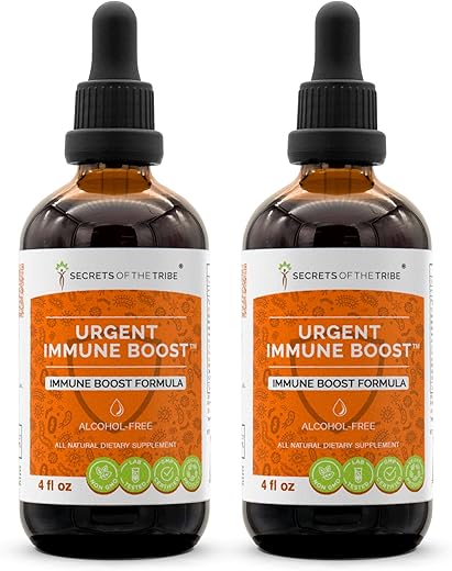 Secrets of the Tribe - Segredos da Tribo – Impulso Imunológico Urgente, Fórmula de Impulso Imunológico, Extrato Líquido de Blend de Suplemento Herbal sem Álcool (2×120 ml)