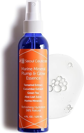 Essência Tônica para Cuidados com a Pele Coreana – Spray Facial de Cuidados com a Pele K Beauty Contém Extrato de Pepino e Minerais Marinhos Aloe Orgânico – Obtenha Aquela Luminosidade Saudável e Jovem - SeoulCeuticals