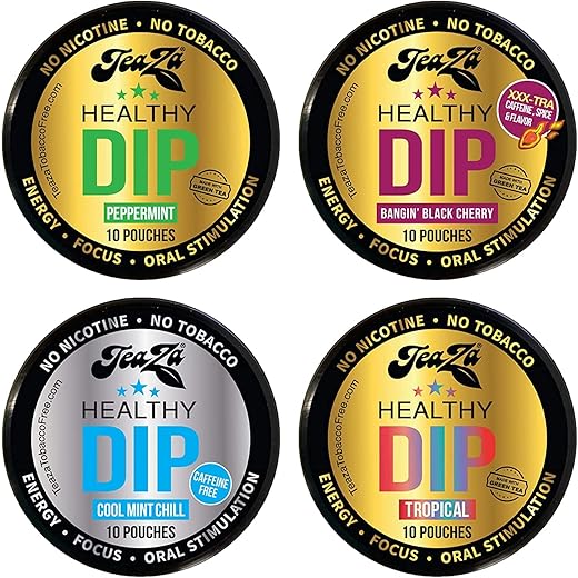 TeaZa - Teaza Herbal Energy Pouch Mixed (4 unidades) – Hortelã-Pequeno Paraíso-Menta Refrescante-Cereja Preta Intensa – Energia Herbal de Alta Qualidade