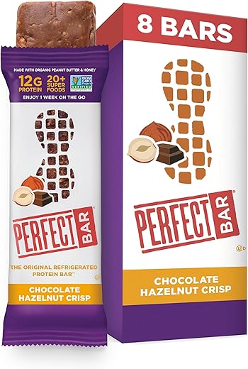 Barra de Proteína Refrigerada Perfect Bar Chocolate Hazelnut Crisp Sem Glúten, 8 unidades, 62g