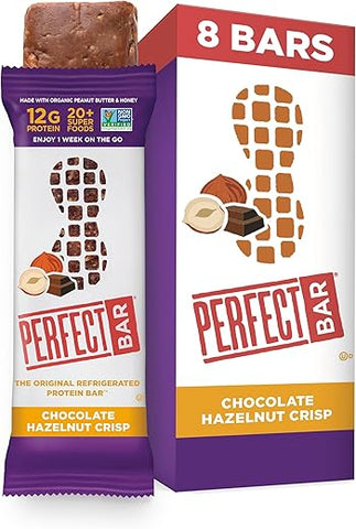Barra de Proteína Refrigerada Perfect Bar Chocolate Hazelnut Crisp Sem Glúten, 8 unidades, 62g