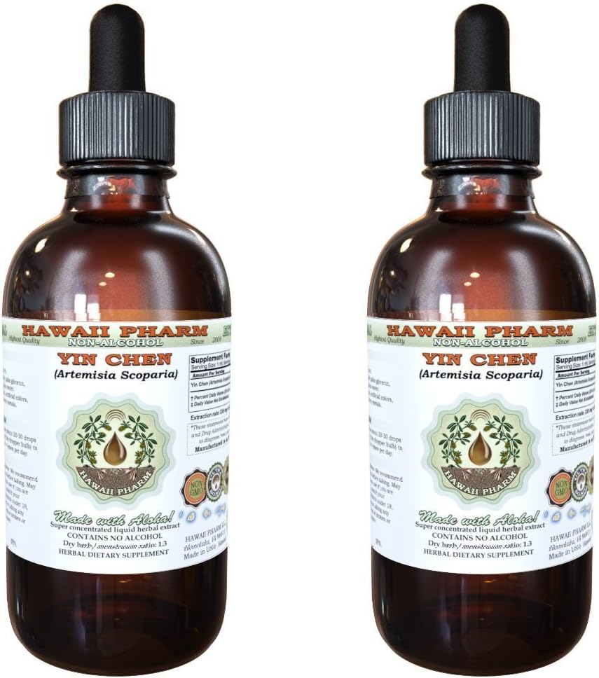 Yin Chen Extrato Líquido Sem Álcool, Artemísia Scoparia Glicerito de Ervas Naturais, Hawaii Pharm, EUA 2×60 ml