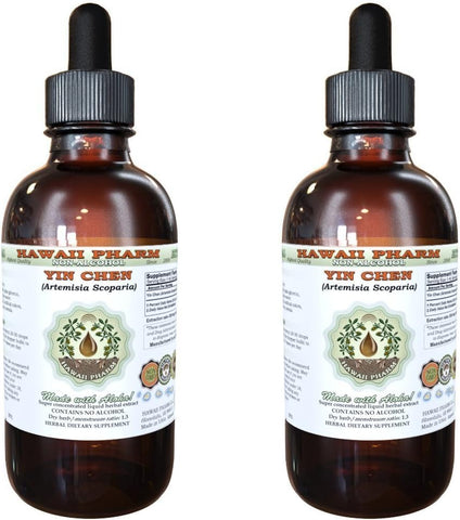 Yin Chen Extrato Líquido Sem Álcool, Artemísia Scoparia Glicerito de Ervas Naturais, Hawaii Pharm, EUA 2×60 ml