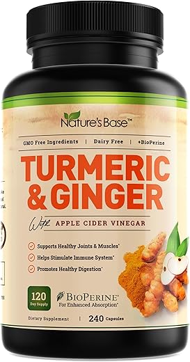 NATURE'S BASE - Suplemento de Cúrcuma Curcumina com Gengibre – Marca em Destaque