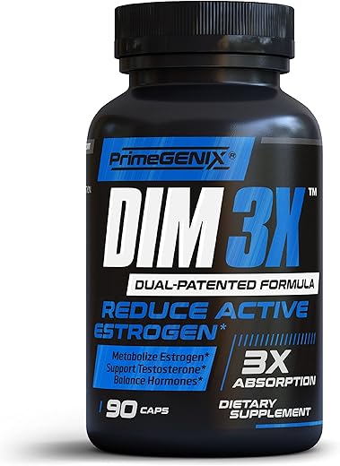PrimeGENIX - DIM 3X 200mg | Bloqueador de Estrogênio para Homens | Diminua os Níveis de Estrogênio | Aumente a Testosterona | Produto de Qualidade | 200mg por Cápsula | Marca DIM 3X