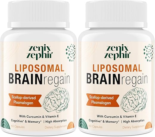 ZenixZephir - Suplemento Cerebral Lipossomal para Memória e Concentração – Plasmalogen com Curcumina | 60 cápsulas de 500mg