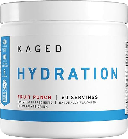 Electrolyte Hydration Powder | Hydracharge Fruit Punch | Bebida Esportiva para Homens e Mulheres | Pré, Pós, Suplemento Intra Treino | 60 Porções - Kaged