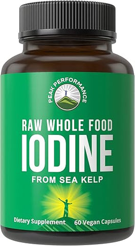 Suplemento de Iodo Orgânico de Algas Marinhas (Ascophyllum Nodosum) da Peak Performance. Comprimidos de Suporte de Iodeto de Potássio para Metabolismo, Energia e Imunidade. 60 Veganos