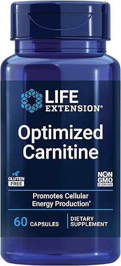 Suplemento de L-Carnitina Life Extension Optimized – Suporte à Saúde do Coração e do Cérebro