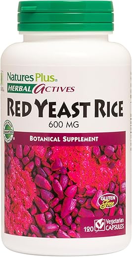 Herbal Actives Red Yeast Rice – 120 Cápsulas Vegetarianas, Pacote com 2 – Suplemento Herbal de Máxima Potência – Livre de Glúten – 240 Porções Totais - Natures Plus