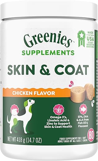 Suplementos para Pele e Pelagem de Cães com Óleo de Peixe – Marca Greenies - Greenies