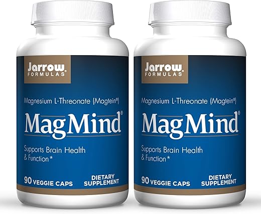 MagMind – 90 Cápsulas, Pacote de 2 – Magnésio L-Treonato (Magtein) – Suporte para a Saúde Cerebral - Jarrow Formulas