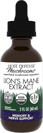 Suplemento de Suporte à Saúde Cerebral Host Defense Lion’s Mane – Suplemento de Cogumelo para Foco