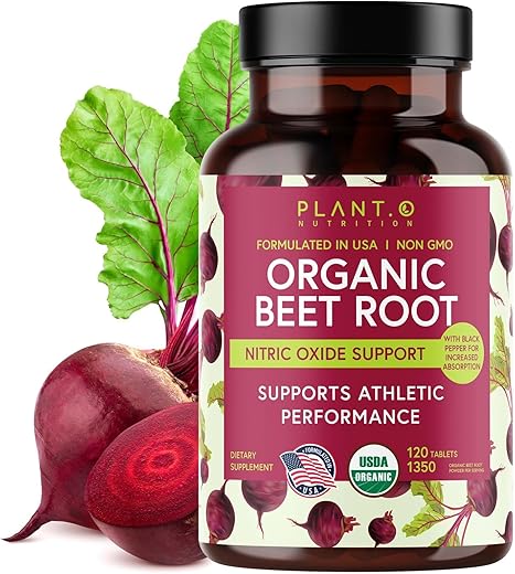PLANT.O NUTRITION - USDA Plant.O – Comprimidos de Beterraba Orgânica Premium [1350mg Pó de Beterraba] com Pimenta Preta para Melhor Absorção – Suplemento de Óxido Nítrico