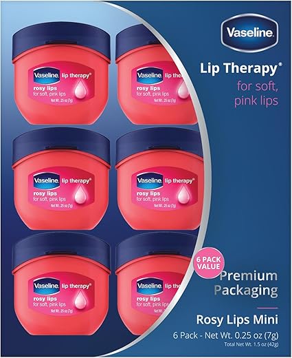 Lip Therapy Rosy Lips Mini – Geléia de Petróleo Pura, Hidratação Avançada, Fragrância de Rosa Leve, Tonalidade Rosa Suave nos Lábios, Mini Geléia de Petróleo Vaseline, Lábios Macios - Vaseline