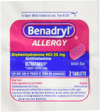25/2s Display Box – 25 Embalagens de 2 Comprimidos, para Febre – Marca Benadryl - Benadryl