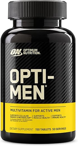 Opti-Men – Vitaminas C, Zinco e D, E, B12 para Suporte Imunológico – Multivitamínico Diário para Homens, 150 Comprimidos (Embalagem Pode Variar) - Optimum Nutrition