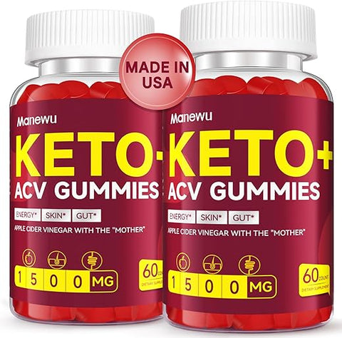 Manewu - Keto ACV Gummies – Suplemento Dietético Rápido de Keto ACV para Mulheres e Homens – 1500mg de Vinagre de Maçã Orgânico Sem Glúten com a Mãe – Suporte à Digestão Intestinal
