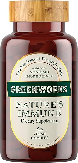 Nature’s Immune – Suporte Diário Avançado ao Sistema Imunológico com Sabugueiro, Equinácea, Gengibre, Cúrcuma, Orégano, Cauda de Peru, Reishi - Greenworks